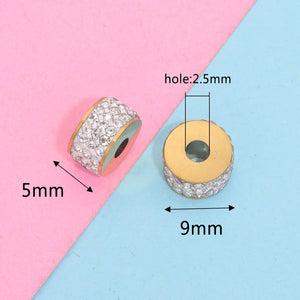 10pcs Rhinestones Beads Spacer Beads Stainless Steel for Jewelry Making