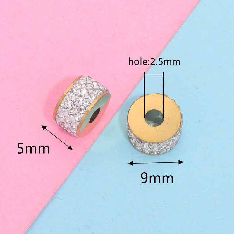 10pcs Rhinestones Beads Spacer Beads Stainless Steel for Jewelry Making