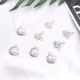 10pcs Rhinestone Pearl Charms Crystal Bracelet Pendants DIY Jewelry Accessory