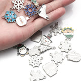 10pcs Rhodium Christmas Charms Pendants Enamel Charms DIY Bracelet Decoration