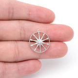 10pcs Rhodium Plated CZ Paved Wheel Charm Pendant 18.5x17mm