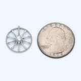 10pcs Rhodium Plated CZ Paved Wheel Charm Pendant 18.5x17mm