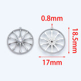 10pcs Rhodium Plated CZ Paved Wheel Charm Pendant 18.5x17mm
