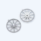 10pcs Rhodium Plated CZ Paved Wheel Charm Pendant 18.5x17mm