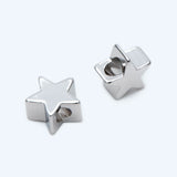 10pcs Rhodium Plated Brass Star Beads 6mm For DIY Jewelry Making