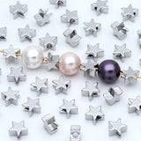 10pcs Rhodium Plated Brass Star Beads 6mm For DIY Jewelry Making