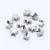 10pcs Rhodium Plated Brass Star Beads 6mm For DIY Jewelry Making