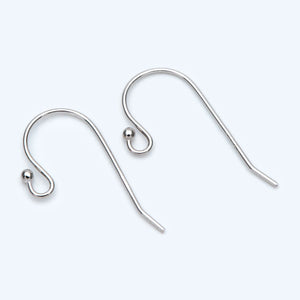 10pcs Rhodium Plated Silver Earwires w/ Ball End 20x10mm