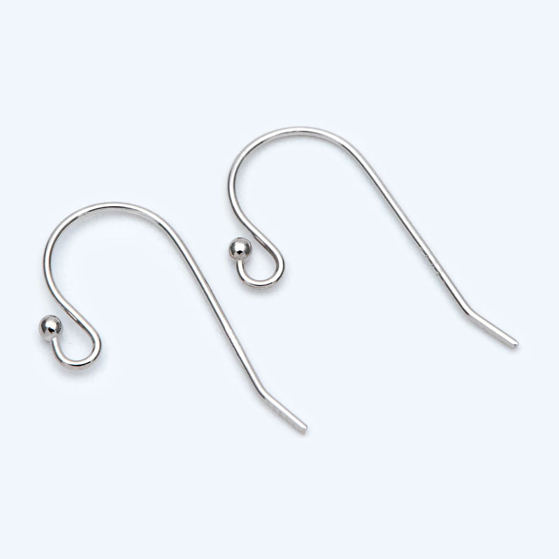 10pcs Rhodium Plated Silver Earwires w/ Ball End 20x10mm