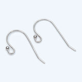10pcs Rhodium Plated Silver Earwires w/ Ball End 20x10mm