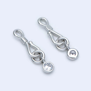 10pcs Rhodium Hook And Eye Clasp 20mm Bracelet DIY Jewelry Making (GB-1549-2)