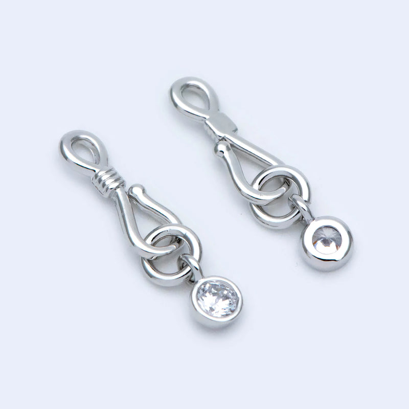 10pcs Rhodium Hook And Eye Clasp 20mm Bracelet DIY Jewelry Making (GB-1549-2)