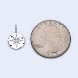 10pcs Rhodium North Star Charms 15x10mm, CZ Paved Disc Pendants