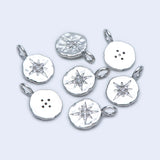 10pcs Rhodium North Star Charms 15x10mm, CZ Paved Disc Pendants