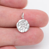 10pcs Rhodium North Star Charms 15x10mm, CZ Paved Disc Pendants