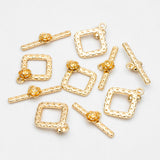 10pcs Rhombus Flower Toggle Clasp, 18K Plated Jewelry Clasp