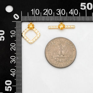 10pcs Rhombus Flower Toggle Clasp, 18K Plated Jewelry Clasp