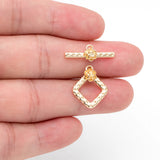 10pcs Rhombus Flower Toggle Clasp, 18K Plated Jewelry Clasp