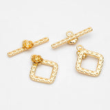 10pcs Rhombus Flower Toggle Clasp, 18K Plated Jewelry Clasp