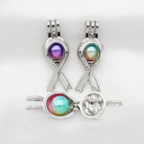 10pcs Ribbon Pearl Cage Silver Plated Oil Diffuser Bead Locket Pendants