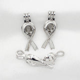 10pcs Ribbon Pearl Cage Silver Plated Oil Diffuser Bead Locket Pendants