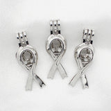 10pcs Ribbon Pearl Cage Silver Plated Oil Diffuser Bead Locket Pendants