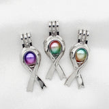 10pcs Ribbon Pearl Cage Silver Plated Oil Diffuser Bead Locket Pendants
