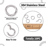 10pcs Stainless Steel Key Clasp Snap Clasps 15x3mm-20x3.5mm