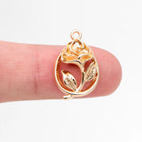 10pcs Rose Charms 18K Plated Brass Earring Pendants