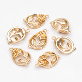 10pcs Rose Charms 18K Plated Brass Earring Pendants