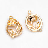 10pcs Rose Charms 18K Plated Brass Earring Pendants