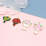 10pcs Rose Sunflower Enamel Charms for Jewelry Making DIY Craft Supplies