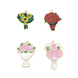 10pcs Rose Sunflower Enamel Charms for Jewelry Making DIY Craft Supplies