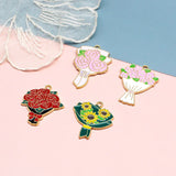 10pcs Rose Sunflower Enamel Charms for Jewelry Making DIY Craft Supplies