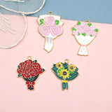 10pcs Rose Sunflower Enamel Charms for Jewelry Making DIY Craft Supplies