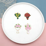 10pcs Rose Sunflower Enamel Charms for Jewelry Making DIY Craft Supplies