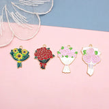 10pcs Rose Sunflower Enamel Charms for Jewelry Making DIY Craft Supplies