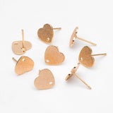 10pcs Heart Ear Posts, Plated Brass, Earring Studs For Jewelry Making