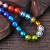 10pcs Round 10mm 12mm 14mm Foil Lampwork Glass Beads DIY Crafts Jewelry Making