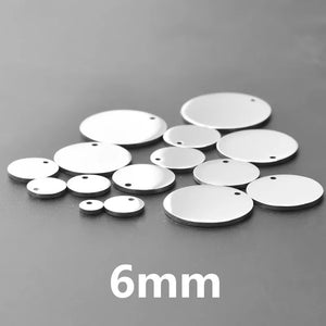 10pcs Stainless Steel Round Blank Tag Charm Pendant Charms Findings 6-30mm