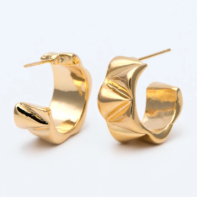10pcs Circle Ear Posts 18mm Plated Brass Hoop Earrings
