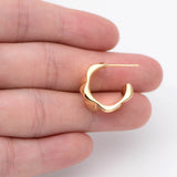10pcs Circle Ear Posts 18mm Plated Brass Hoop Earrings