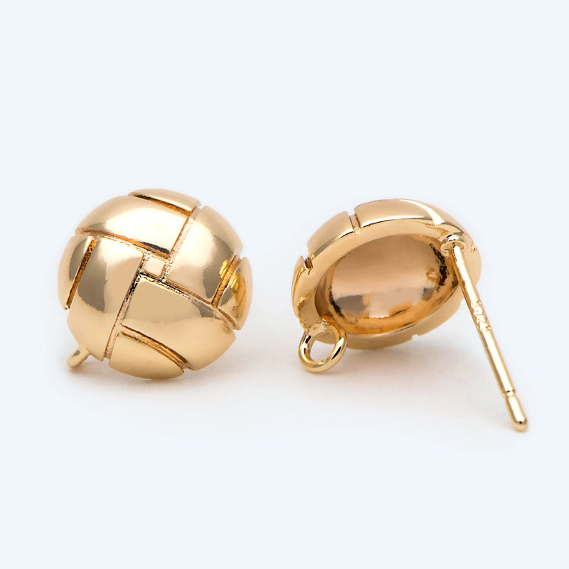 10pcs 18K Plated Brass Ear Posts, Stud Earring Components