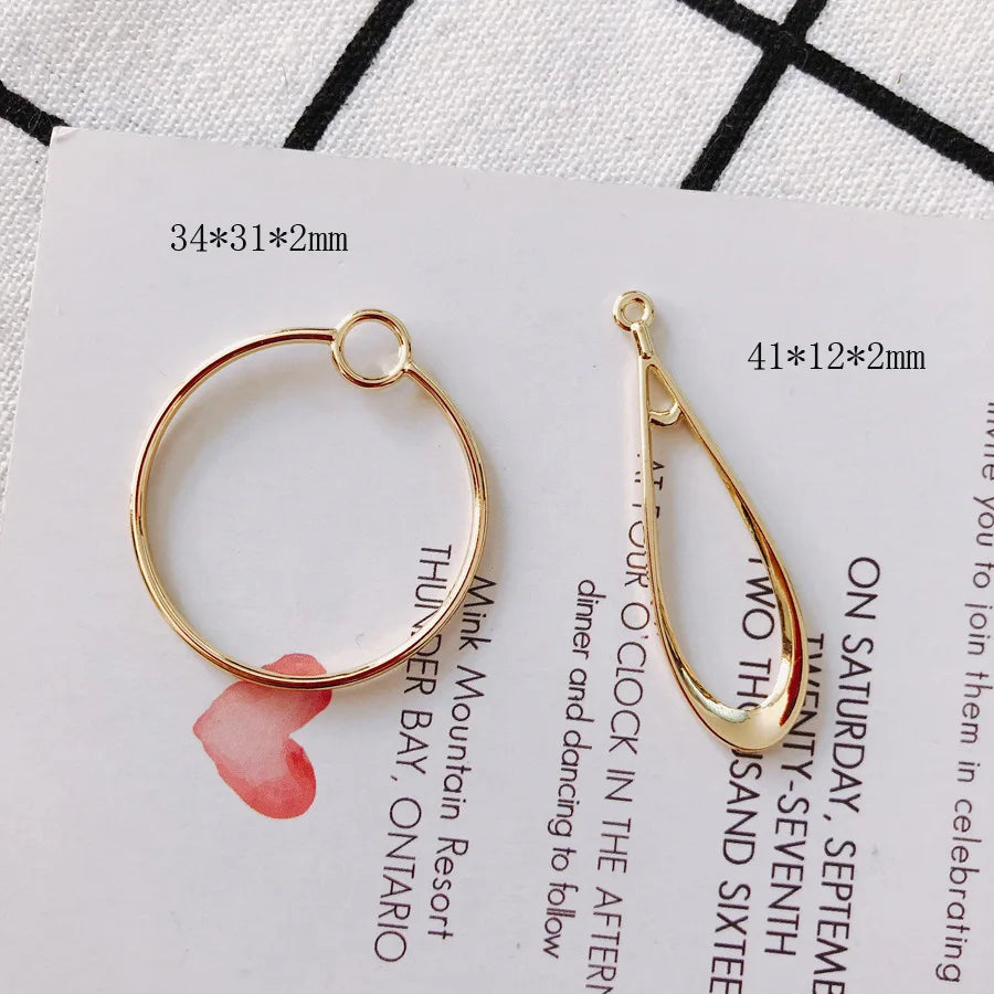 10pcs Round Golden Pendant Charms for DIY Jewelry Making