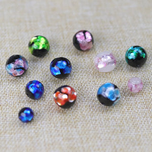 10pcs 8mm Colorful Foil Lampwork Glass Beads for DIY Jewelry Making