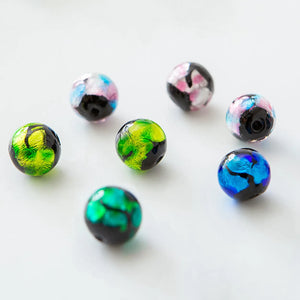 10pcs 8mm Colorful Foil Lampwork Glass Beads for DIY Jewelry Making