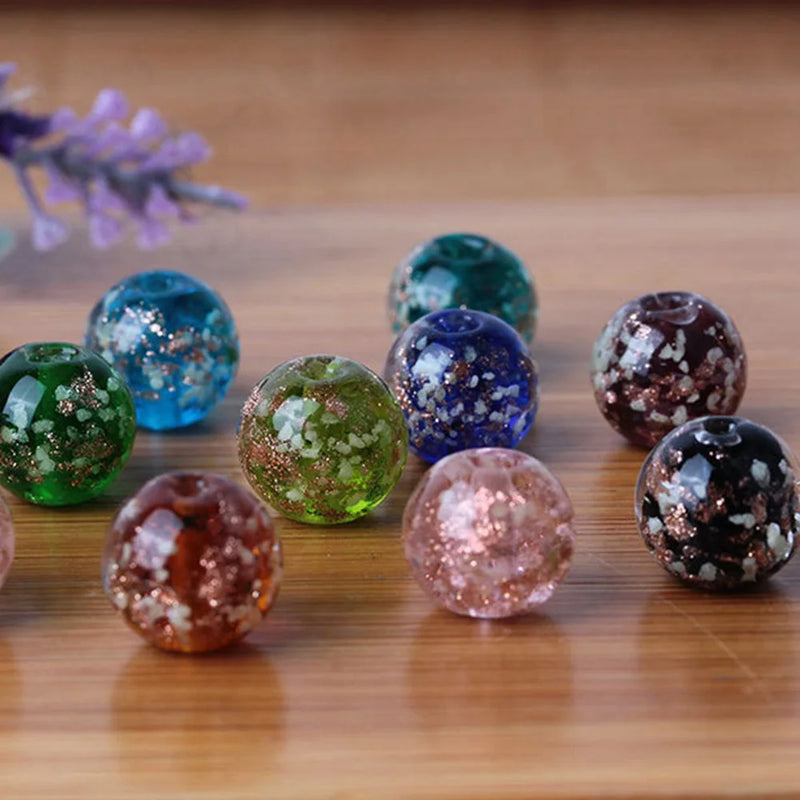 10pcs Luminous Glass Loose Beads for Jewelry Making DIY Crafts