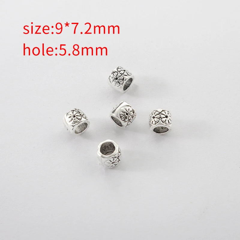 10pcs Round Spacer Tube Beads Charms for Bracelet Jewelry Making