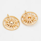 10pcs 18K Plated Brass Sun Charms 15x13mm Pendants