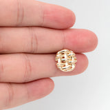 10pcs Round Weave Earring 14mm 18K Plated Brass Stud Components